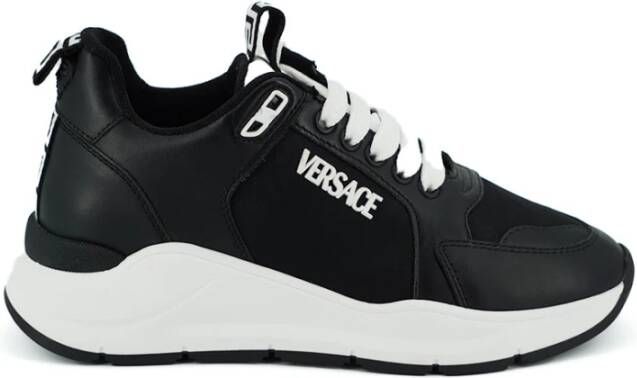 Versace Zwarte en witte kalfsleren sneakers Black Dames