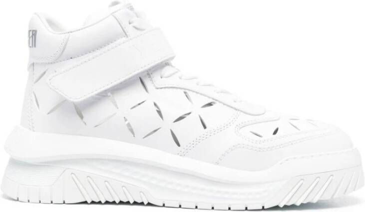 Versace Leren Sneakers met Lasersnijwerk White Heren