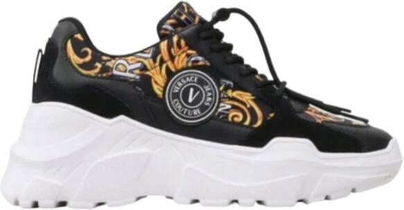 Versace Jeans Couture Barocco Print Leren Dames Sneakers Black Dames