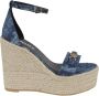 Versace Stoffen Sleehak Sandalen Blue Dames - Thumbnail 1