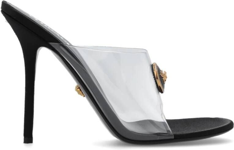 Versace Zwarte Transparante Sandalen met Medusa Detail Zwart Dames