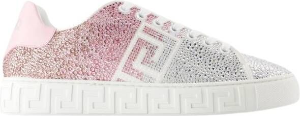 Versace Witte Leren Sneakers Ronde Neus Multicolor Dames