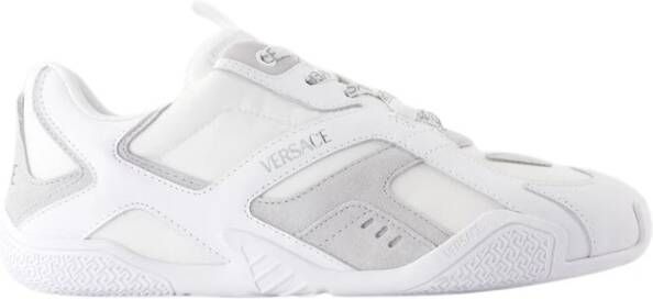 Versace Witte Leren Sneakers Ronde Neus White Heren