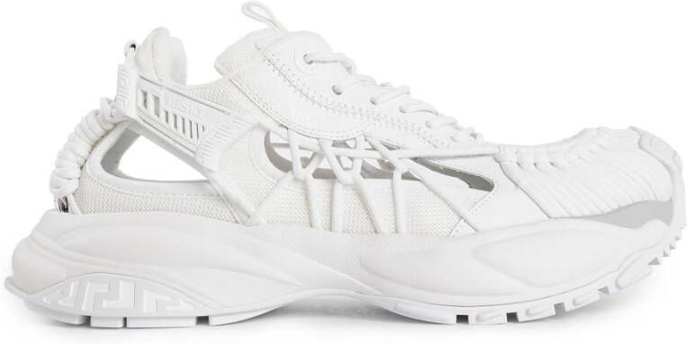 Versace Witte Mesh Leren Touw Sneakers White Dames