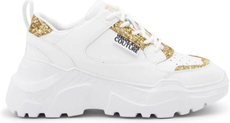 Versace Witte Sneakers met Gouden Glitterdetails White Dames