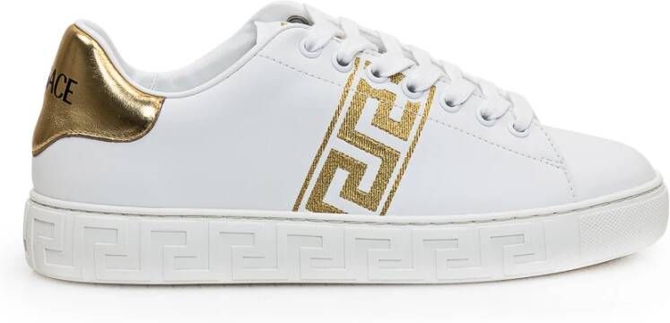 Versace Witte Sneakers met Grieks Patroon White Dames