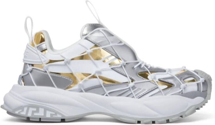 Versace Witte Sneakers met Metallic Color-Block Design White Heren