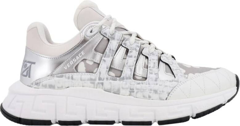 Versace Witte Tiger Print Lage Top Sneakers White Heren