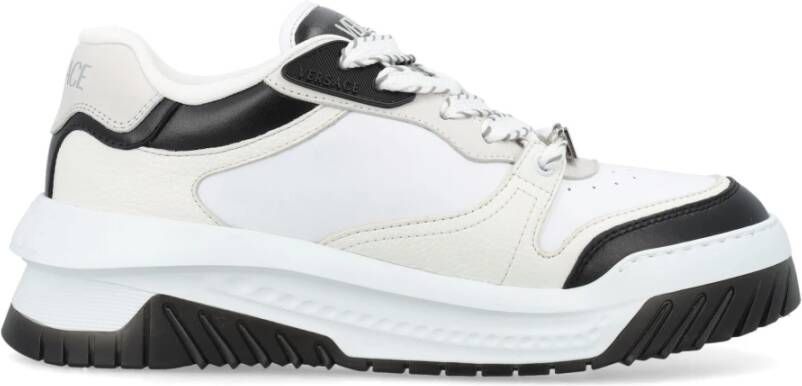 Versace Zwart Wit Sneakers Grieks Motief Aw24 White Heren