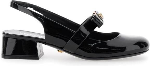 Versace Zwarte ballerina schoenen met hak Black Dames