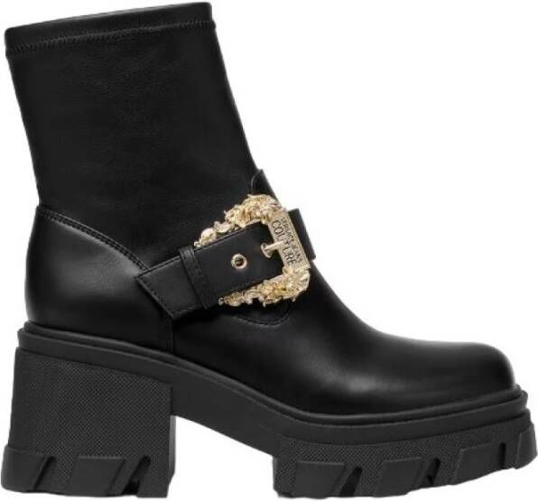 Versace Zwarte Barok Enkel Gesp Platte Schoenen Black Dames