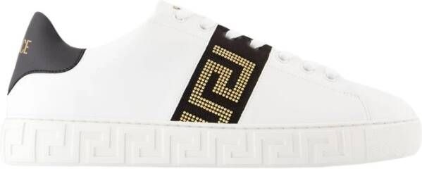 Versace Zwarte canvas sneakers met studs White Heren