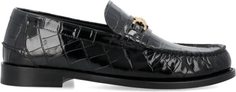 Versace Zwarte Krokodil Loafers Aw24 Black Heren