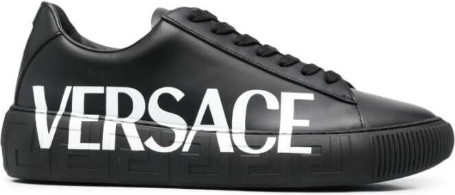 Versace Low Top Sneakers with Logo Zwart Heren