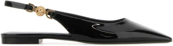 Versace Zwarte leren ballerinas Black Dames