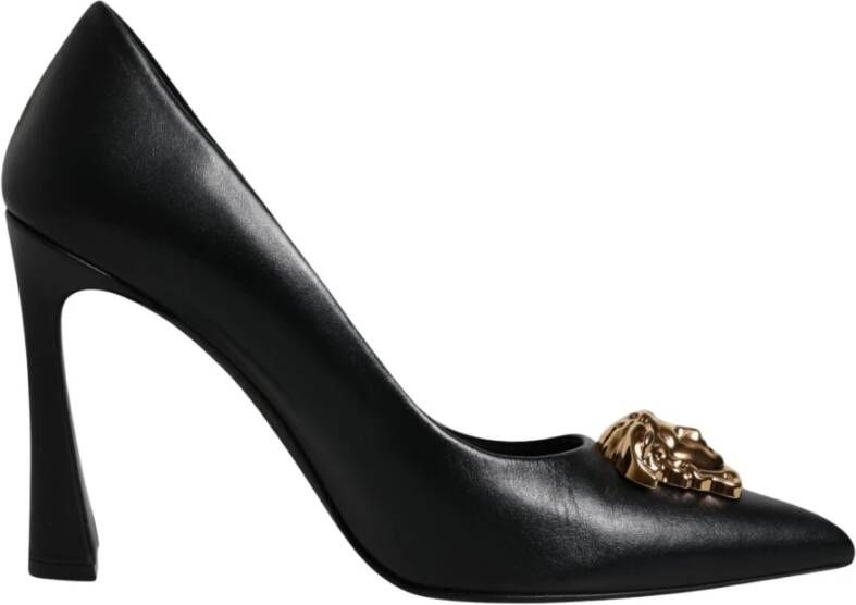 Versace Zwarte leren hoge hakken pumps Black Dames