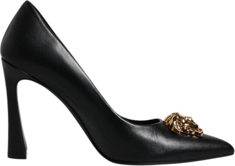 Versace Zwarte leren hoge hakken pumps Black Dames