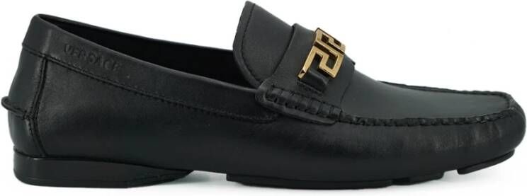 Versace Zwarte Leren Loafers met Gouden Hardware Black Heren