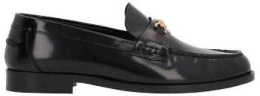 Versace Zwarte leren mocassin met Medusa-detail Black Dames