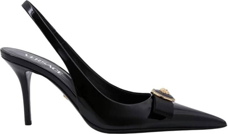 Versace Zwarte Leren Slingback Pumps Black Dames