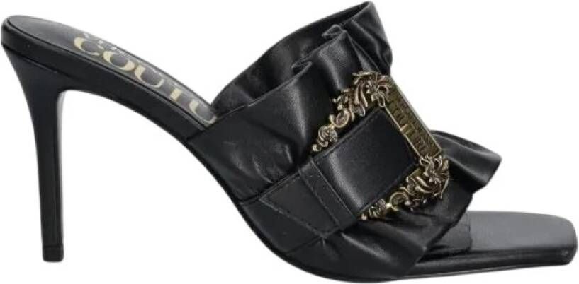 Versace Zwarte platte schoenen met ruches Black Dames