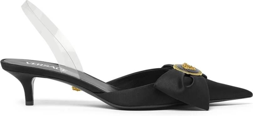 Versace Zwarte PVC Enkelband Kitten Hak Black Dames