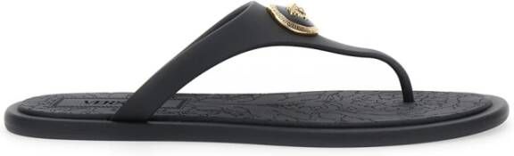 Versace Zwarte Rubber Slides Sandalen Black Dames