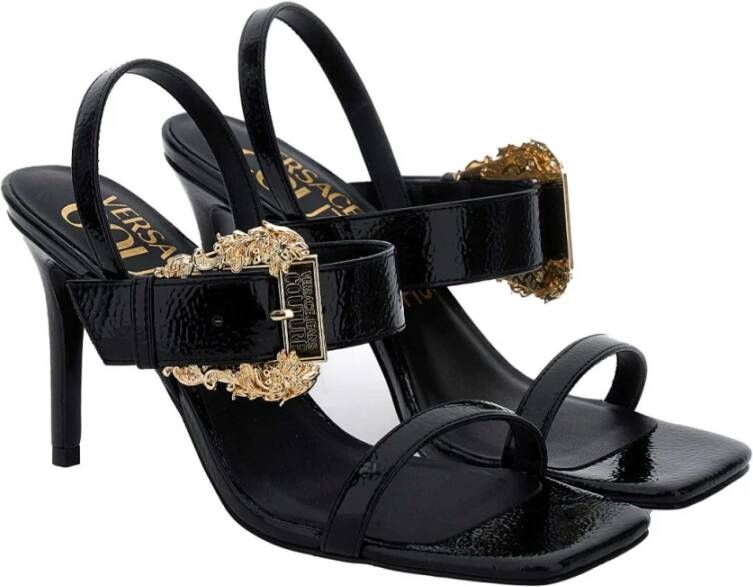 Versace Zwarte Sandalen met Gouden Gesp Black Dames