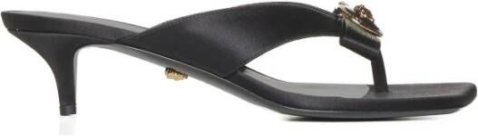 Versace Zwarte Satijnen Strik Sandalen Black Dames