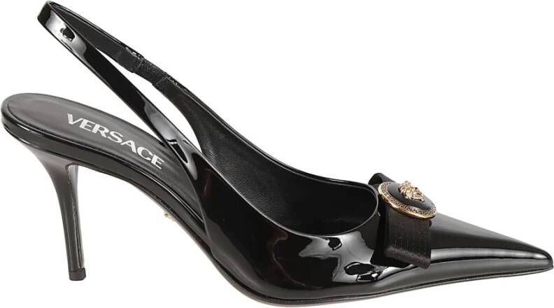 Versace Zwarte slingback met hak van kalfsleer Black Dames