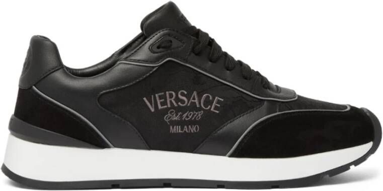 Versace Milano Sneakers met Barocco Patroon Black Heren