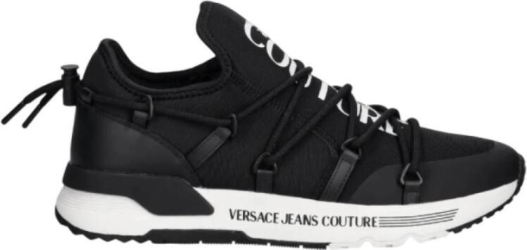 Versace Zwarte Sneakers met Gouden Logo Print Black Heren