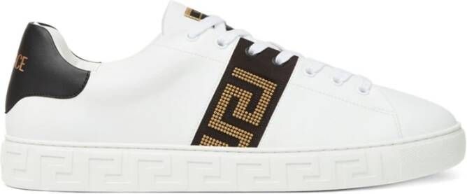 Versace Zwarte Sneakers met Grieks Motief White Heren