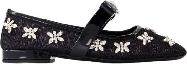 Versace Gianni Ribbon Flat Shoes Leather Black in zwart