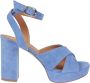 Via Roma 15 Avion Blauw Suède Gekruiste Band Sandalen Blue Dames - Thumbnail 1