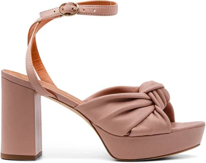 Via Roma 15 Nude Nappa Sandaal met Oversize Strik Pink Dames