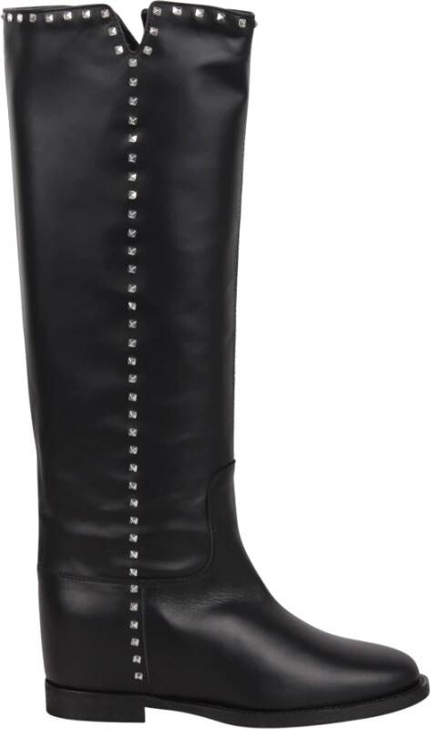 Via Roma 15 Studded Boots met Zilverkleurig Detail Black Dames