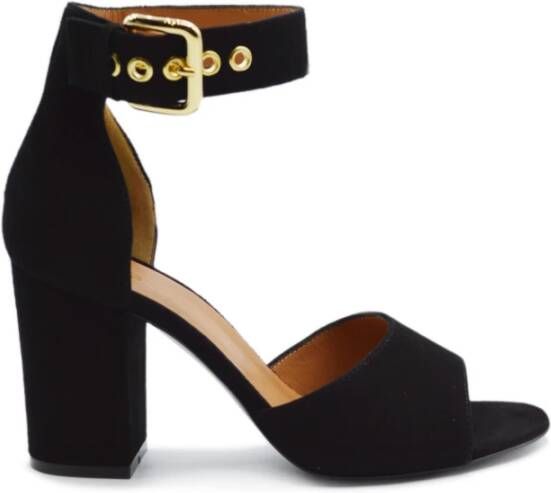 Via Roma 15 Suède sandalen met 8 cm hak Black Dames