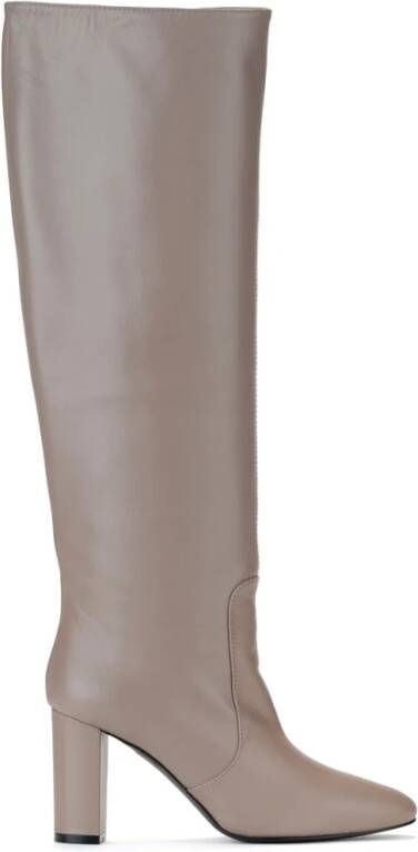 Via Roma 15 Taupe Leren Hoge Laars Beige Dames