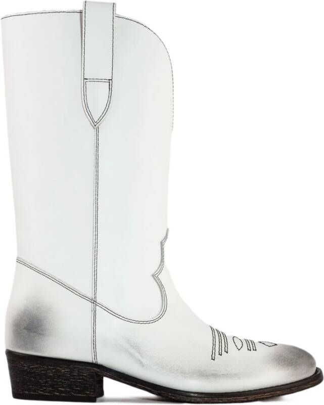 Via Roma 15 Witte Cowboy Laarzen Vintage Stijl White Dames