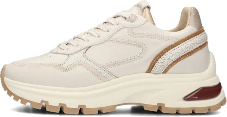 Via Vai Beige Leren Lage Sneakers Beige Dames