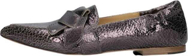 Via Vai Gescheurde leren loafers met strik Black Dames