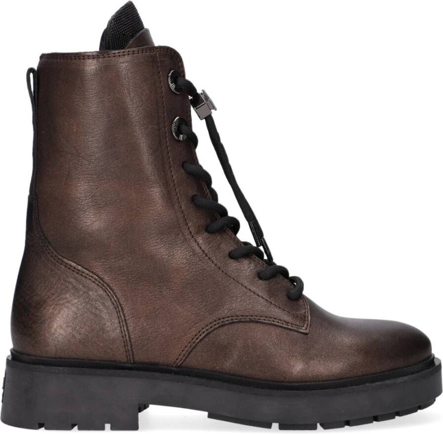 Via Vai Metallic Bruin Leren Veterschoenen Brown Dames