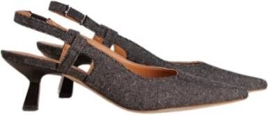 Via Vai Zwarte Denim Slingback Kittenhak Pomp Black Dames