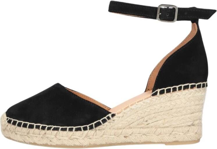 Via Vai Zwarte Flora Braid Espadrille Sandaal Black Dames