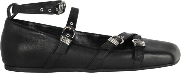 Vic Matié Asymmetrische leren platte schoenen Black Dames