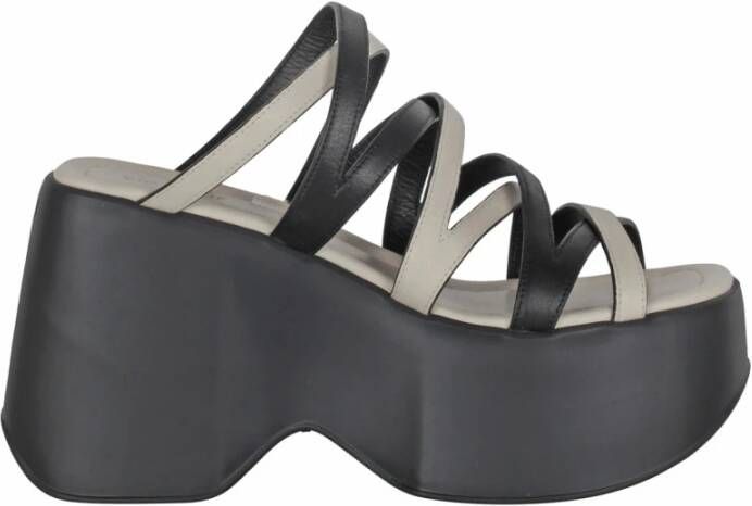 Vic Matié Bicolor Plateau Sandalen met Gegraveerd Logo Black Dames