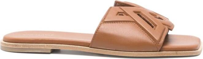 Vic Matié Bruin Leren Vierkante Neus Sandalen Brown Dames