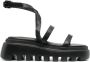 Vic Matié Casual Zwarte Leren Sandalen Black Dames - Thumbnail 1