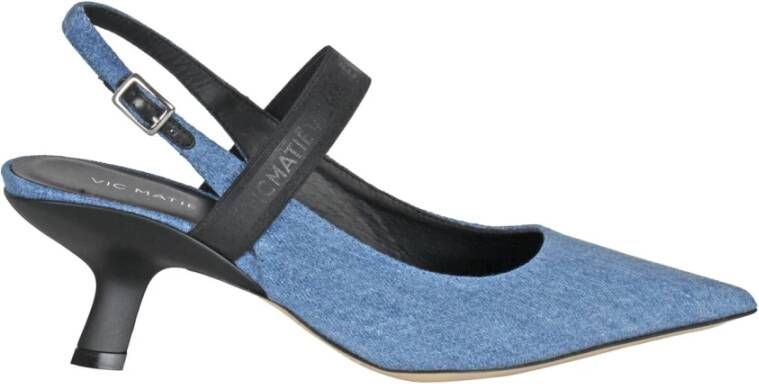 Vic Matié Denim Puntige Slingback met Elastische Band Blue Dames